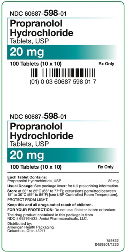 20 mg Carton.jpg 20 mg Propranolol Hydrochloride Tablets Carton - 20 mg Carton